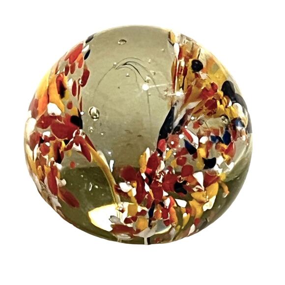 Studio Art GLASS PAPERWEIGHT Spotted Trumpet Flowers 2.5" Ball Pontil Bottom - Picture 5 of 6